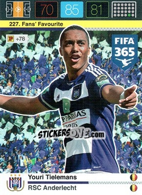 Sticker Youri Tielemans - FIFA 365: 2015-2016. Adrenalyn XL - Panini