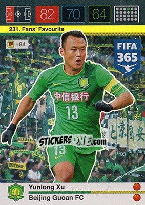 Sticker Yunlong Xu - FIFA 365: 2015-2016. Adrenalyn XL n. 231 - Panini