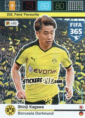 Sticker Shinji Kagawa - FIFA 365: 2015-2016. Adrenalyn XL n. 232 - Panini