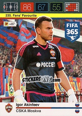 Sticker Igor Akinfeev - FIFA 365: 2015-2016. Adrenalyn XL n. 235 - Panini