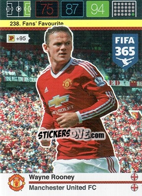 Sticker Wayne Rooney - FIFA 365: 2015-2016. Adrenalyn XL n. 238 - Panini