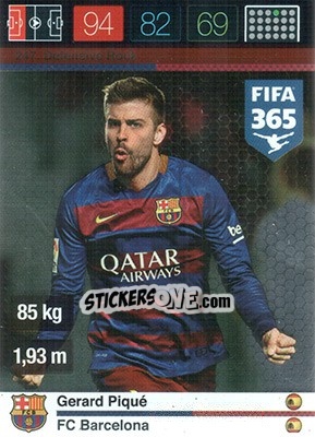 Sticker Gerard Piqué - FIFA 365: 2015-2016. Adrenalyn XL n. 247 - Panini