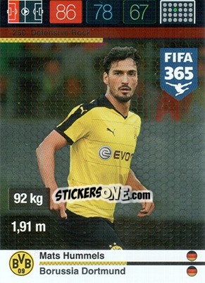 Sticker Mats Hummels - FIFA 365: 2015-2016. Adrenalyn XL n. 250 - Panini