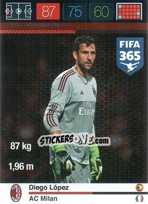 Sticker Diego López - FIFA 365: 2015-2016. Adrenalyn XL n. 255 - Panini