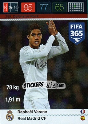 Sticker Raphaël Varane - FIFA 365: 2015-2016. Adrenalyn XL n. 259 - Panini