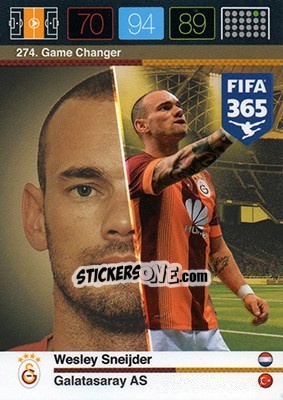 Sticker Wesley Sneijder - FIFA 365: 2015-2016. Adrenalyn XL n. 274 - Panini