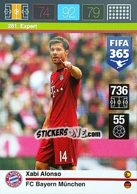Sticker Xabi Alonso - FIFA 365: 2015-2016. Adrenalyn XL n. 281 - Panini