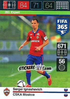 Sticker Sergei Ignashevich - FIFA 365: 2015-2016. Adrenalyn XL n. 283 - Panini