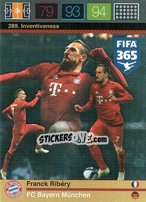 Sticker Franck Ribéry - FIFA 365: 2015-2016. Adrenalyn XL n. 289 - Panini
