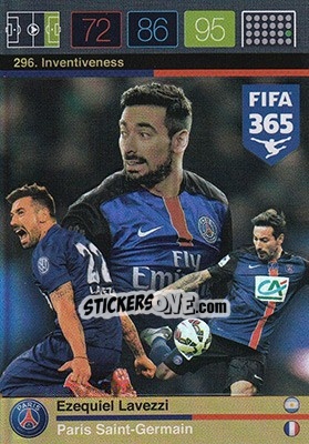Sticker Ezequiel Lavezzi - FIFA 365: 2015-2016. Adrenalyn XL n. 296 - Panini