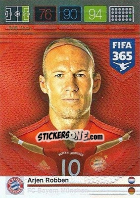 Sticker Arjen Robben - FIFA 365: 2015-2016. Adrenalyn XL n. 308 - Panini