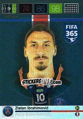 Sticker Zlatan Ibrahimovic - FIFA 365: 2015-2016. Adrenalyn XL n. 309 - Panini