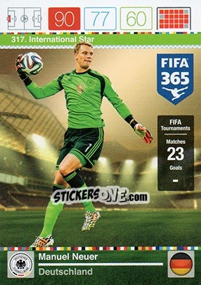 Sticker Manuel Neuer - FIFA 365: 2015-2016. Adrenalyn XL n. 317 - Panini