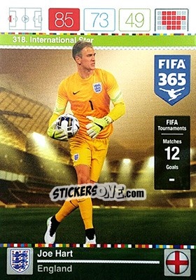 Sticker Joe Hart - FIFA 365: 2015-2016. Adrenalyn XL n. 318 - Panini