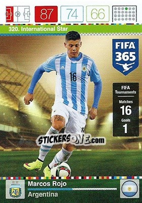 Sticker Marcos Rojo - FIFA 365: 2015-2016. Adrenalyn XL n. 320 - Panini