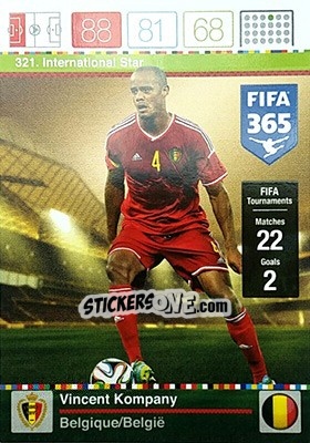Sticker Vincent Kompany - FIFA 365: 2015-2016. Adrenalyn XL n. 321 - Panini