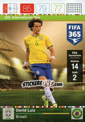 Sticker David Luiz - FIFA 365: 2015-2016. Adrenalyn XL n. 326 - Panini