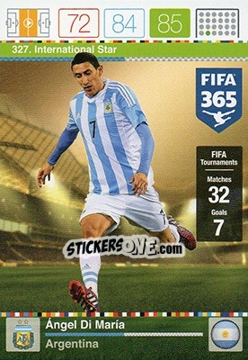 Sticker Ángel Di María - FIFA 365: 2015-2016. Adrenalyn XL n. 327 - Panini
