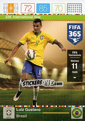 Sticker Luiz Gustavo - FIFA 365: 2015-2016. Adrenalyn XL n. 329 - Panini
