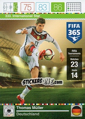 Sticker Thomas Müller - FIFA 365: 2015-2016. Adrenalyn XL n. 333 - Panini