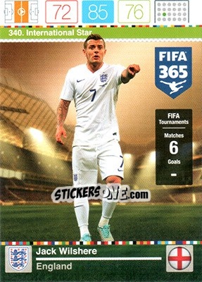 Sticker Jack Wilshere - FIFA 365: 2015-2016. Adrenalyn XL n. 340 - Panini