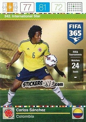 Sticker Carlos Sánchez - FIFA 365: 2015-2016. Adrenalyn XL n. 342 - Panini
