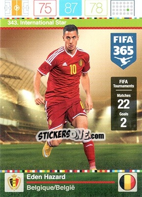 Sticker Eden Hazard - FIFA 365: 2015-2016. Adrenalyn XL n. 343 - Panini