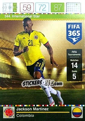 Sticker Jackson Martinez - FIFA 365: 2015-2016. Adrenalyn XL n. 344 - Panini