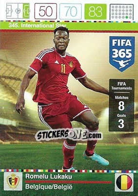 Sticker Romelu Lukaku - FIFA 365: 2015-2016. Adrenalyn XL n. 345 - Panini