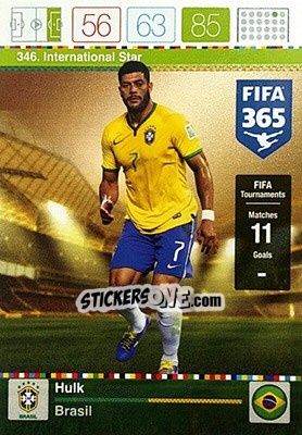 Sticker Hulk - FIFA 365: 2015-2016. Adrenalyn XL n. 346 - Panini