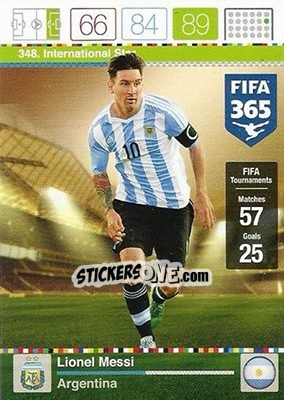 Sticker Lionel Messi - FIFA 365: 2015-2016. Adrenalyn XL n. 348 - Panini