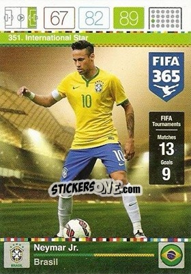 Sticker Neymar Jr. - FIFA 365: 2015-2016. Adrenalyn XL n. 351 - Panini