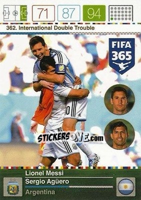 Sticker Lionel Messi / Sergio Agüero - FIFA 365: 2015-2016. Adrenalyn XL n. 362 - Panini