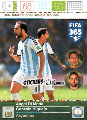Sticker Ángel Di María / Gonzalo Higuaín - FIFA 365: 2015-2016. Adrenalyn XL n. 366 - Panini