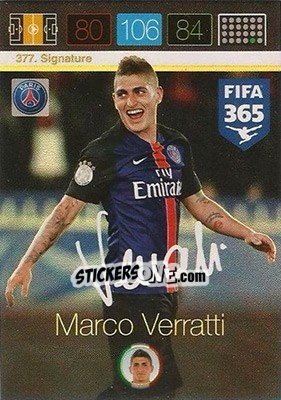 Sticker Marco Verratti - FIFA 365: 2015-2016. Adrenalyn XL n. 377 - Panini