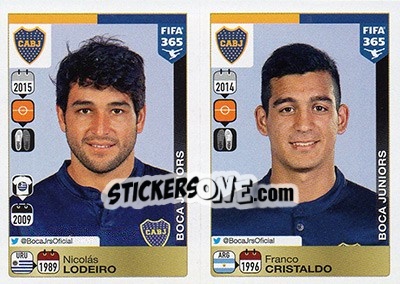 Sticker Nicolás Lodeiro / Franco Cristaldo - FIFA 365: 2015-2016 n. 95-96 - Panini