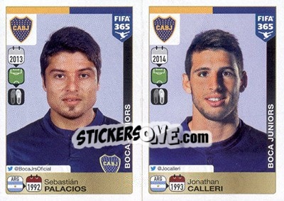 Sticker Sebastián Palacios / Jonathan Calleri - FIFA 365: 2015-2016 n. 97-98 - Panini