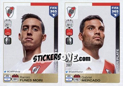 Sticker Ramiro Funes Mori / Gabriel Mercado - FIFA 365: 2015-2016 n. 104-105 - Panini