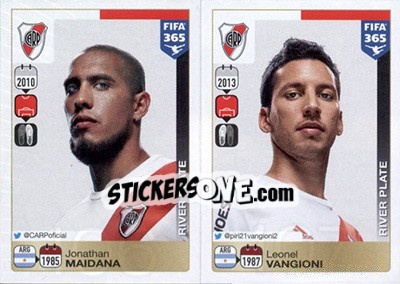 Sticker Jonathan Maidana / Leonel Vangioni - FIFA 365: 2015-2016 n. 106-107 - Panini