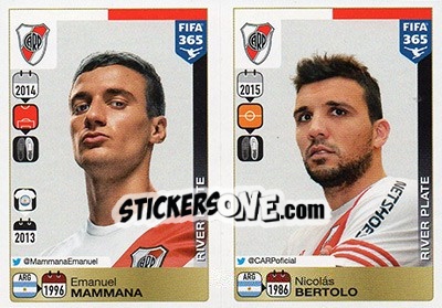 Sticker Emanuel Mammana / Nicolás Bertolo - FIFA 365: 2015-2016 - Panini