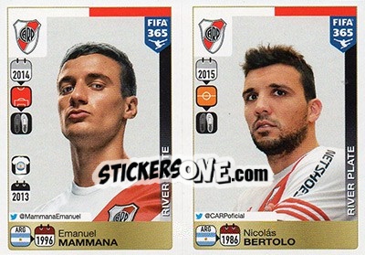 Cromo Emanuel Mammana / Nicolás Bertolo - FIFA 365: 2015-2016 n. 108-109 - Panini