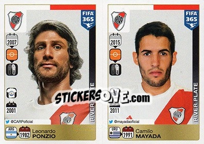 Sticker Leonardo Ponzio / Camilo Mayada - FIFA 365: 2015-2016 - Panini