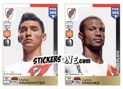 Sticker Matías Kranevitter / Carlos Sánchez - FIFA 365: 2015-2016 n. 112-116 - Panini