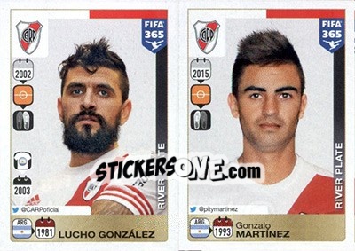 Sticker Lucho González / Gonzalo Martínez - FIFA 365: 2015-2016 n. 123-124 - Panini