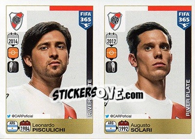 Sticker Leonardo Pisculichi / Augusto Solari - FIFA 365: 2015-2016 n. 125-126 - Panini