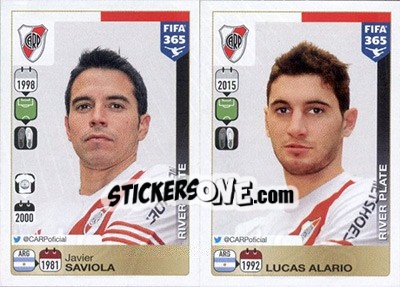 Sticker Javier Saviola / Lucas Alario - FIFA 365: 2015-2016 - Panini