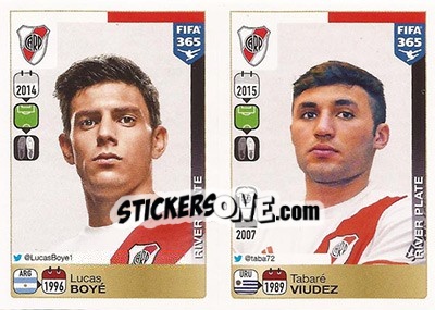 Sticker Lucas Boyé / Tabaré Viudez - FIFA 365: 2015-2016 n. 129-130 - Panini