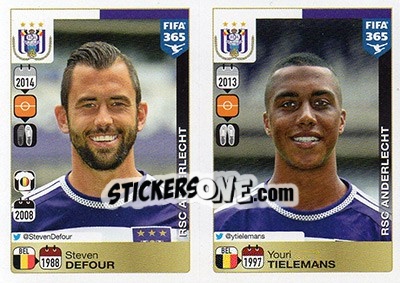 Sticker Steven Defour / Youri Tielemans - FIFA 365: 2015-2016 n. 142-146 - Panini