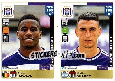 Sticker Andy Kawaya / Matías Suárez - FIFA 365: 2015-2016 n. 157-158 - Panini