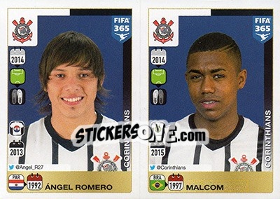 Sticker Ángel Romero / Malcom - FIFA 365: 2015-2016 n. 187-188 - Panini